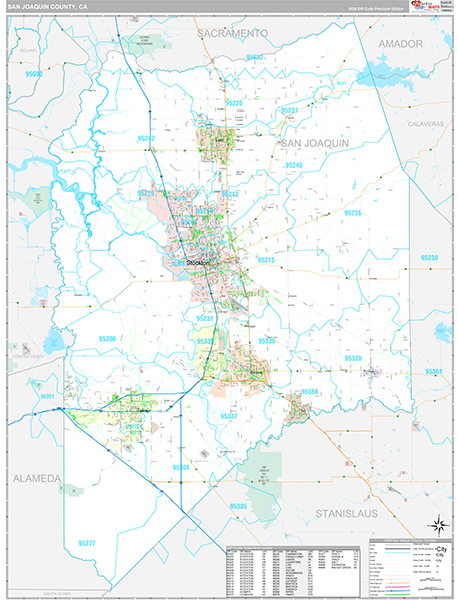San Joaquin County, CA Map Premium Style